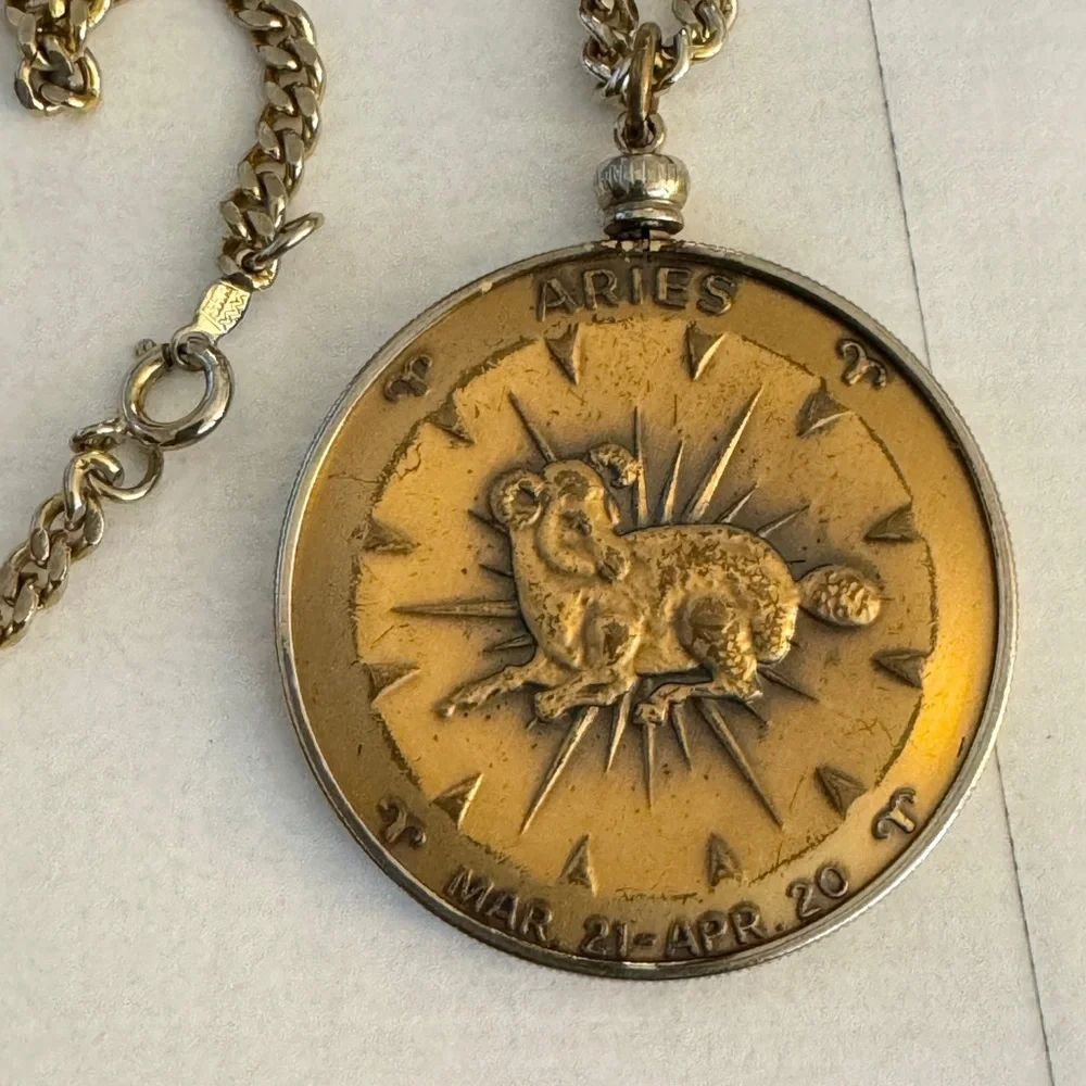 Aries Zodiac Pendant Necklace - Gold-Tone Men’s Jewelry